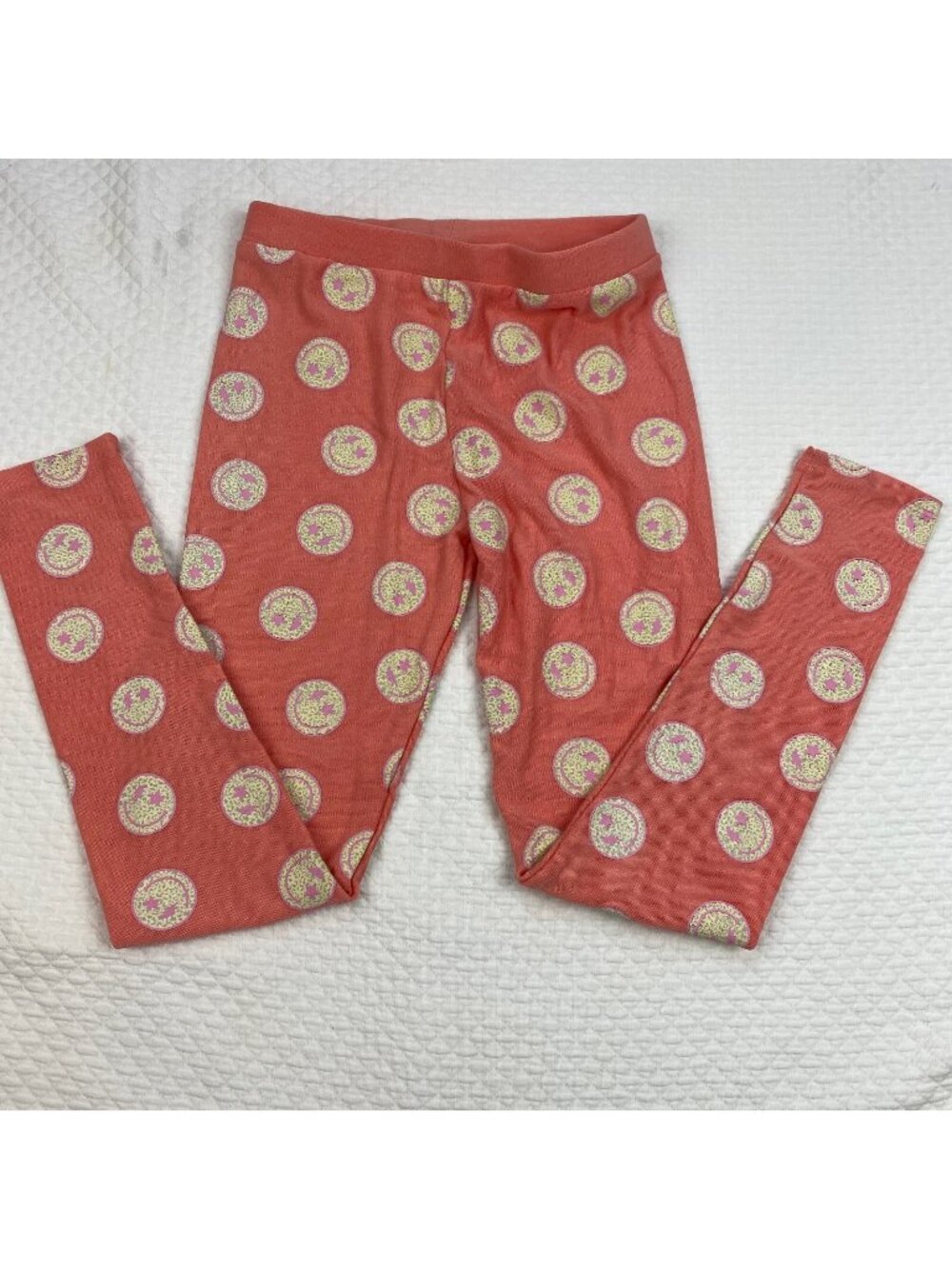 Chaser Pull On Legging Pants Girls Size 8 Burnt Coral Smiley Stretch CG200